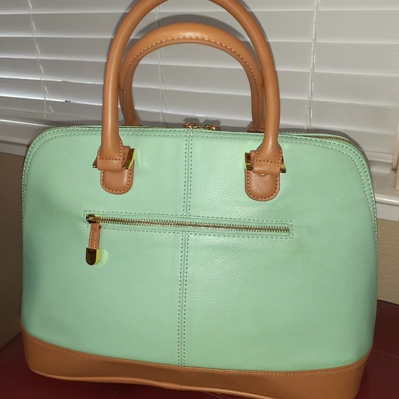 Pistachio LEATHER HANDBAG -JOY IMAN - Picture 4 of 7
